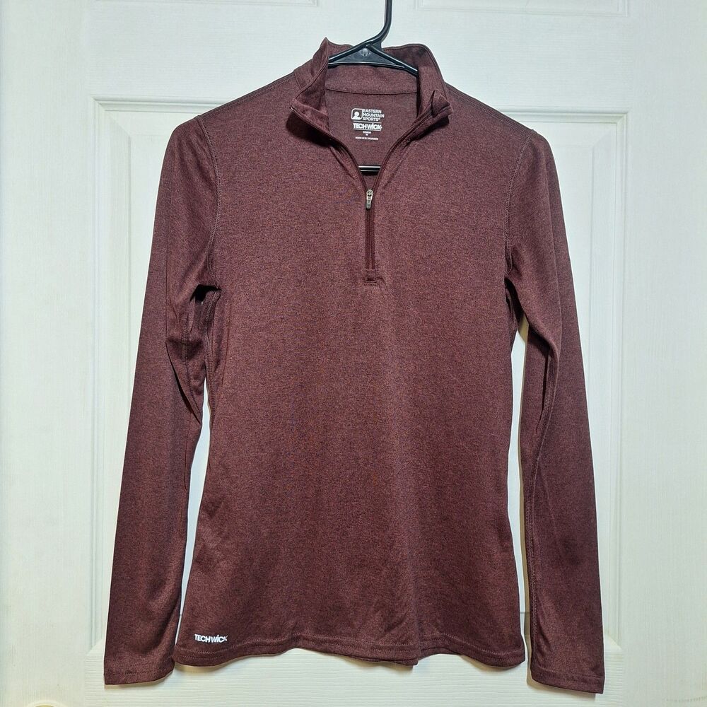 Eastern Mountain Sports Maroon Red Techwick 1/4 Zip Pullover Sweatshirt Size XS